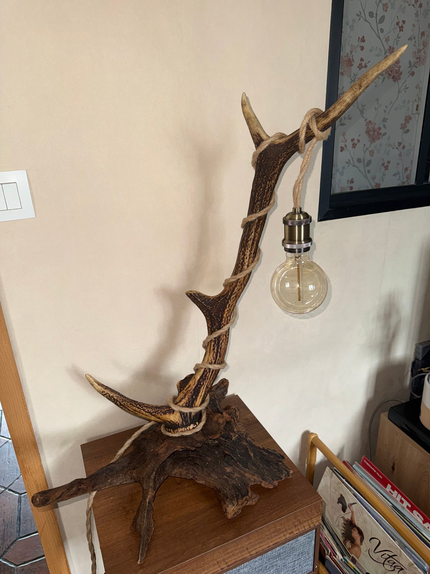 Lampe avec bois de cerf