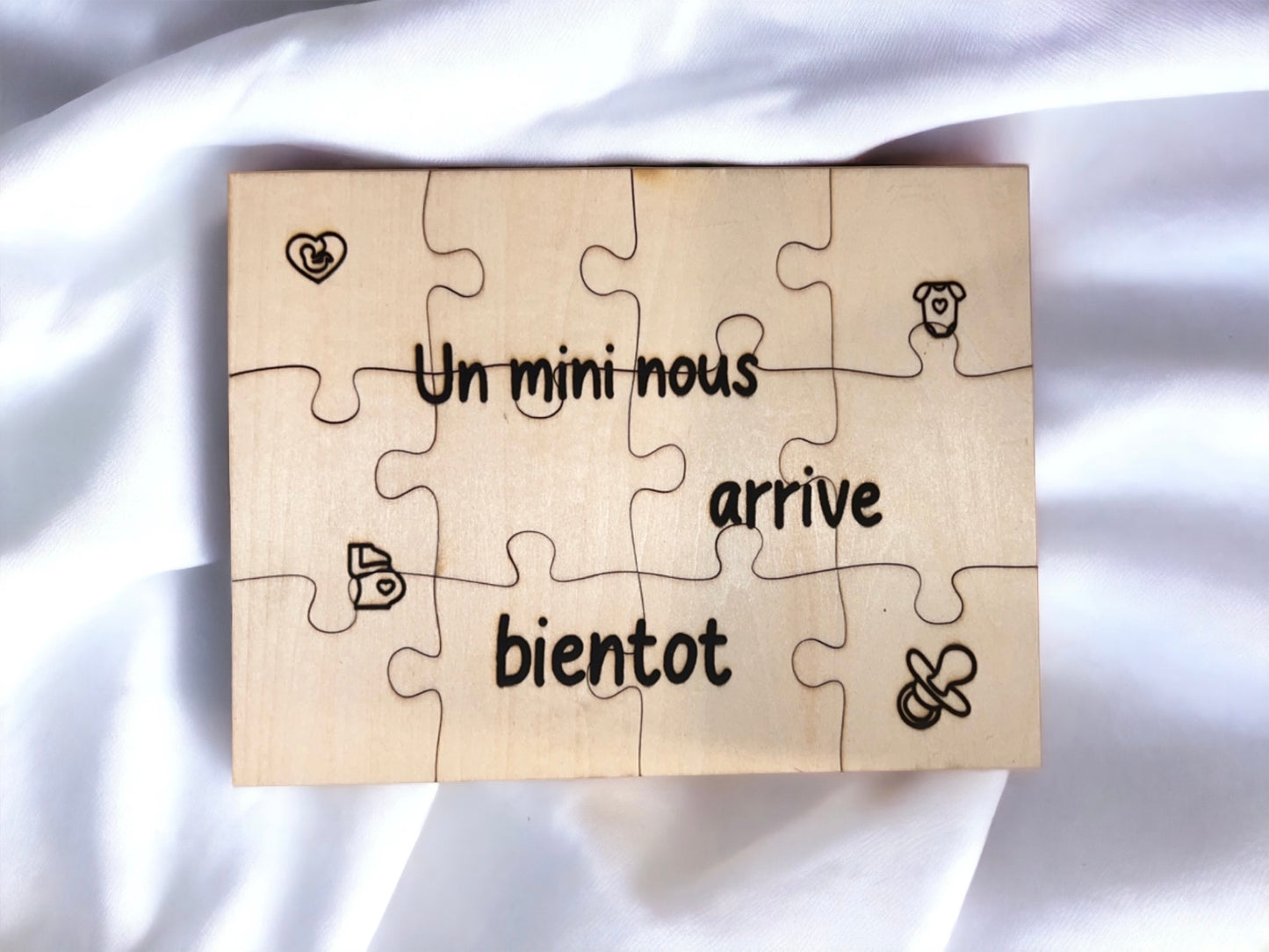 Mini puzzle annonce gravé personnalisé, annonce grossesse, mamie, papa, papy, marraine