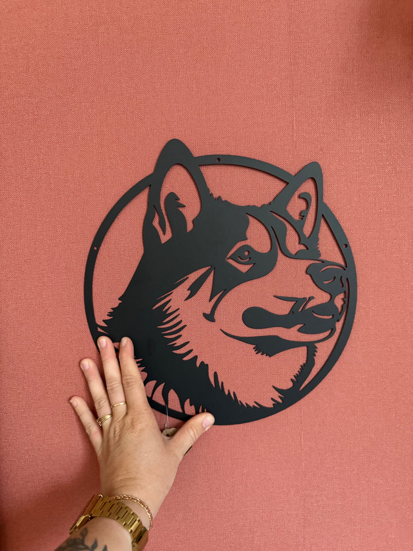 Décoration mural en métal chien husky