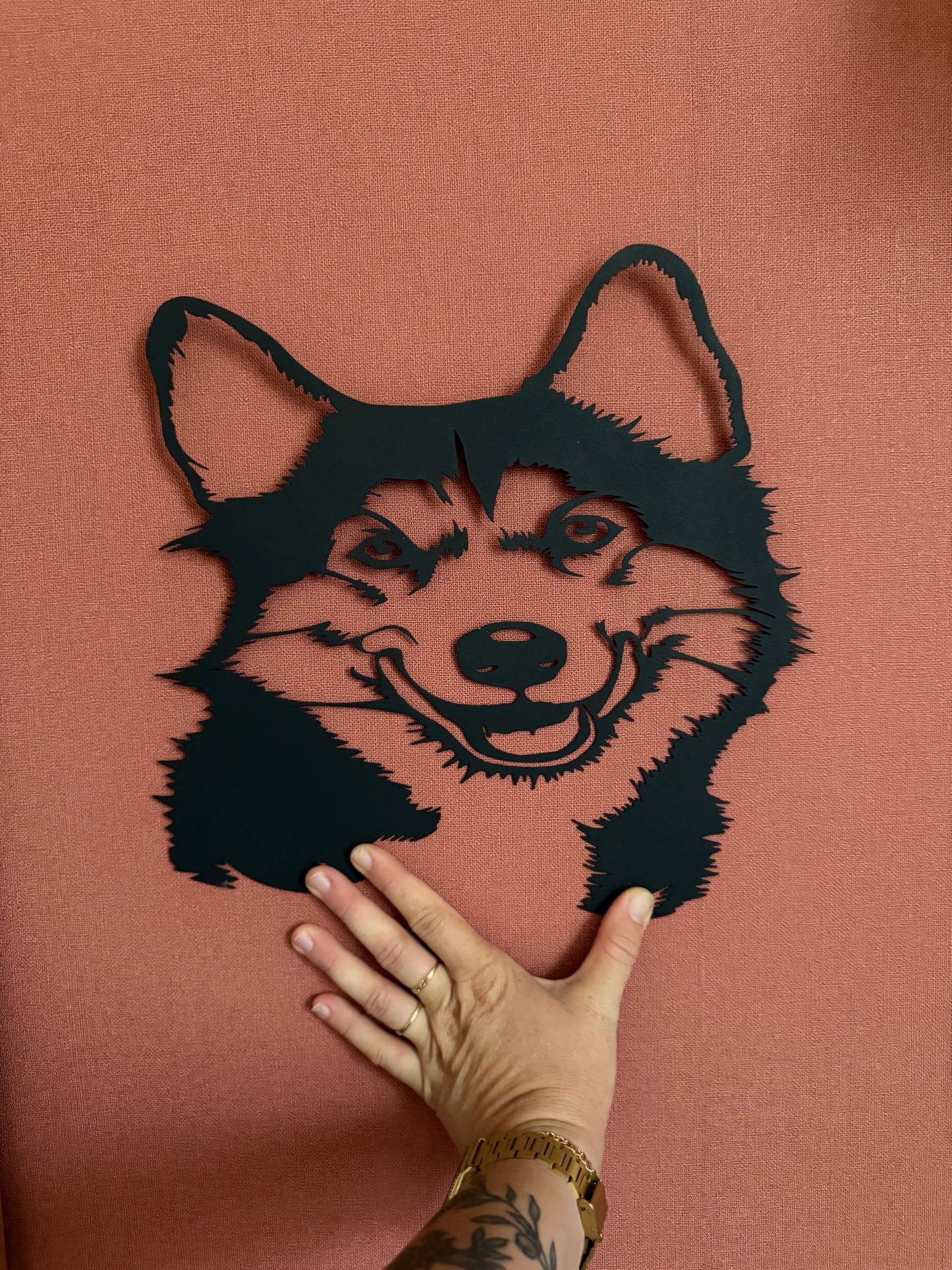 Décoration mural en métal chien husky