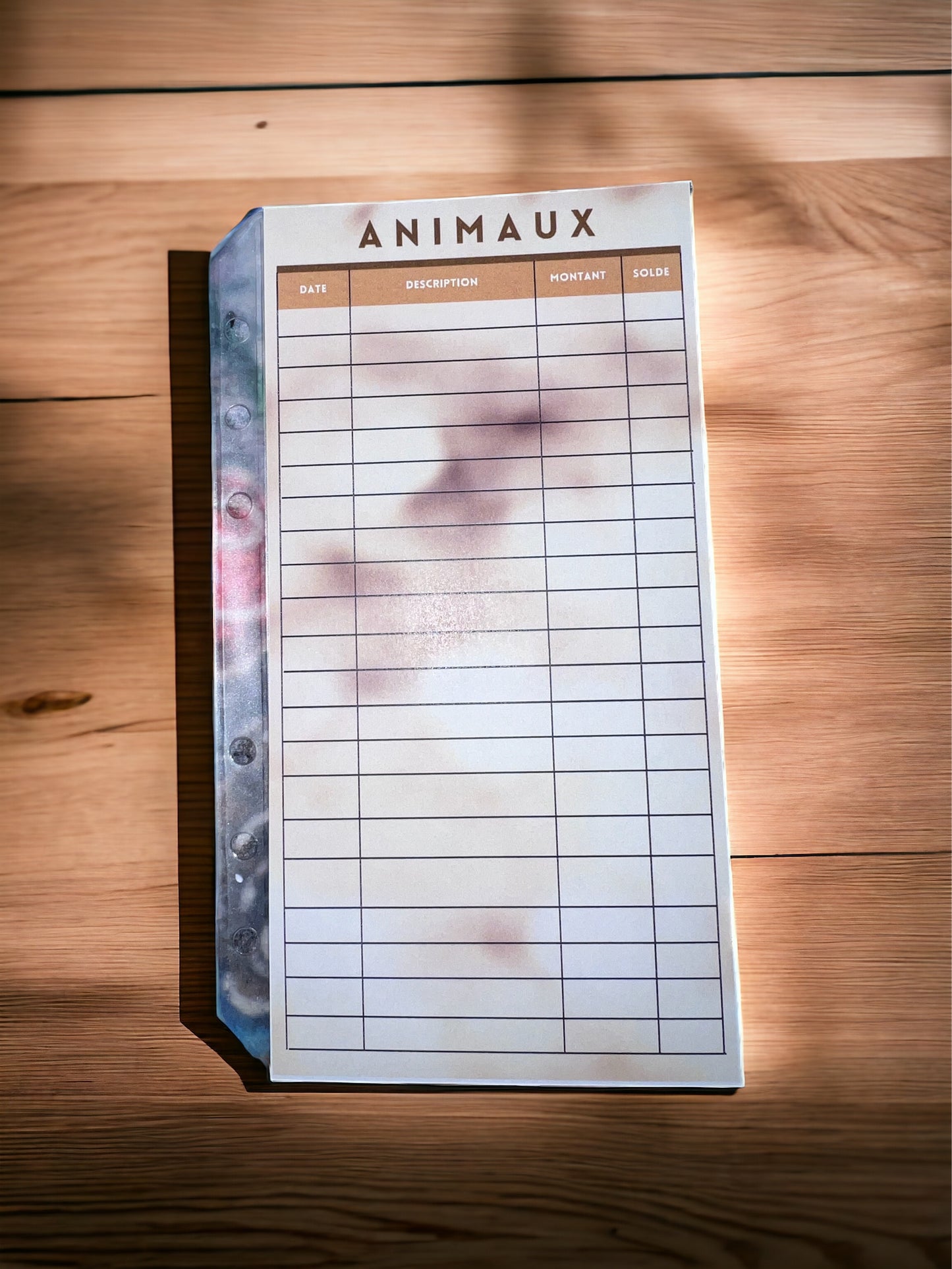 Fiche épargne budget animaux