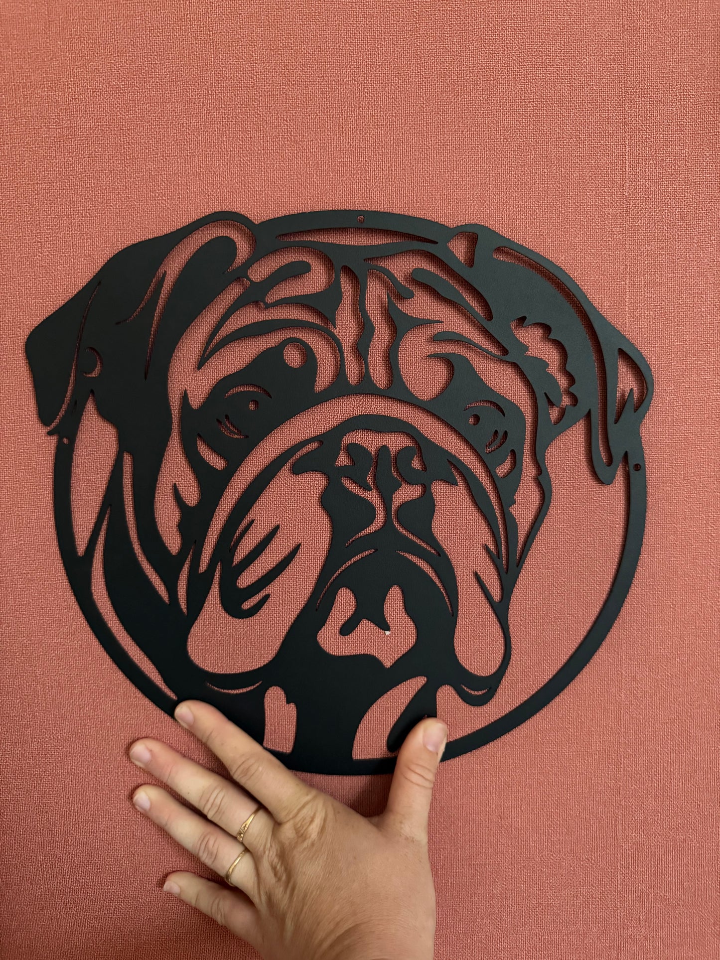 Décoration mural en métal chien Shar-Pei ou sharpeï