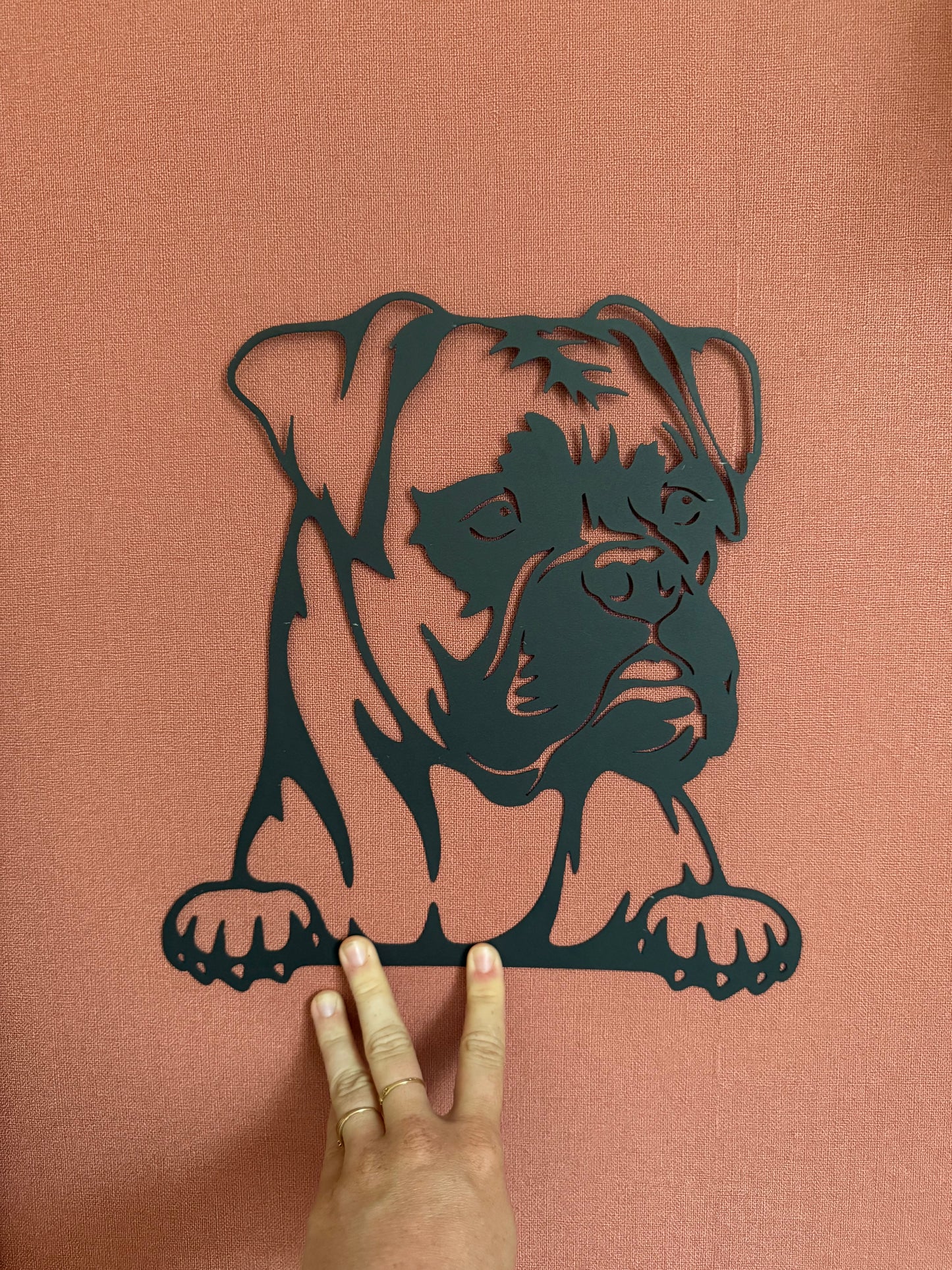 Décoration mural en métal chien boxer