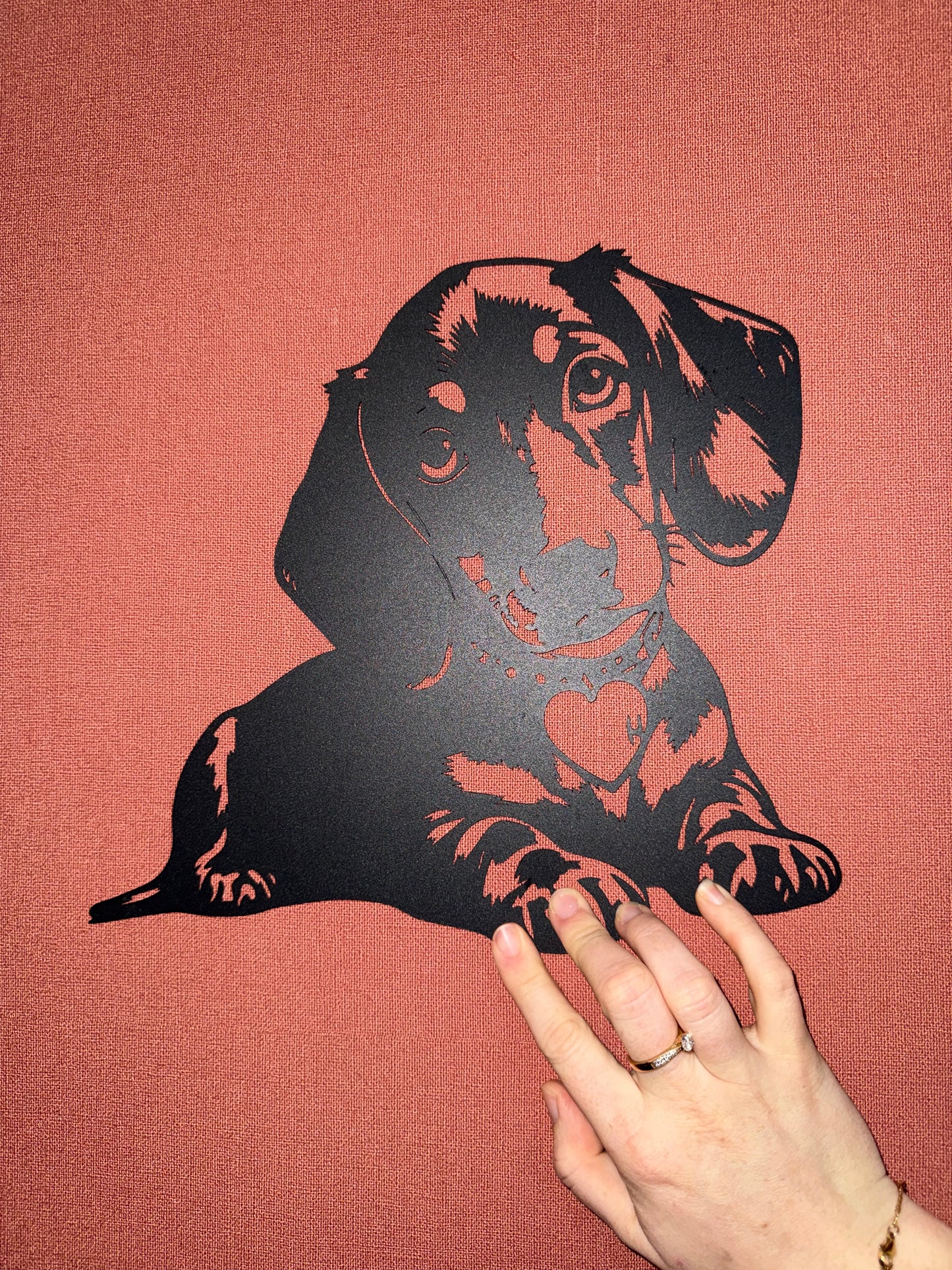 Décoration mural en métal chien teckel