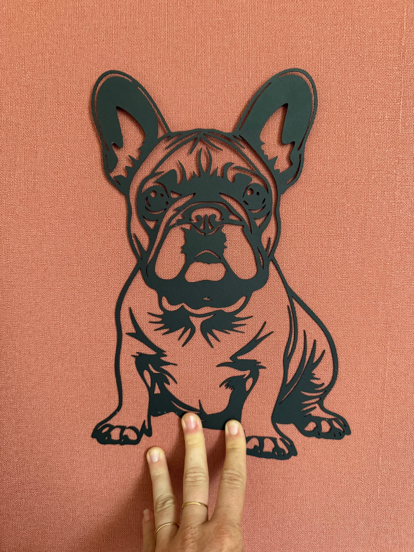 Décoration mural en métal chien bouledogue
