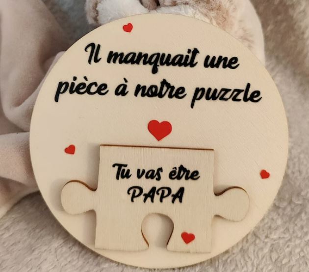 Carte en bois annonce grossesse