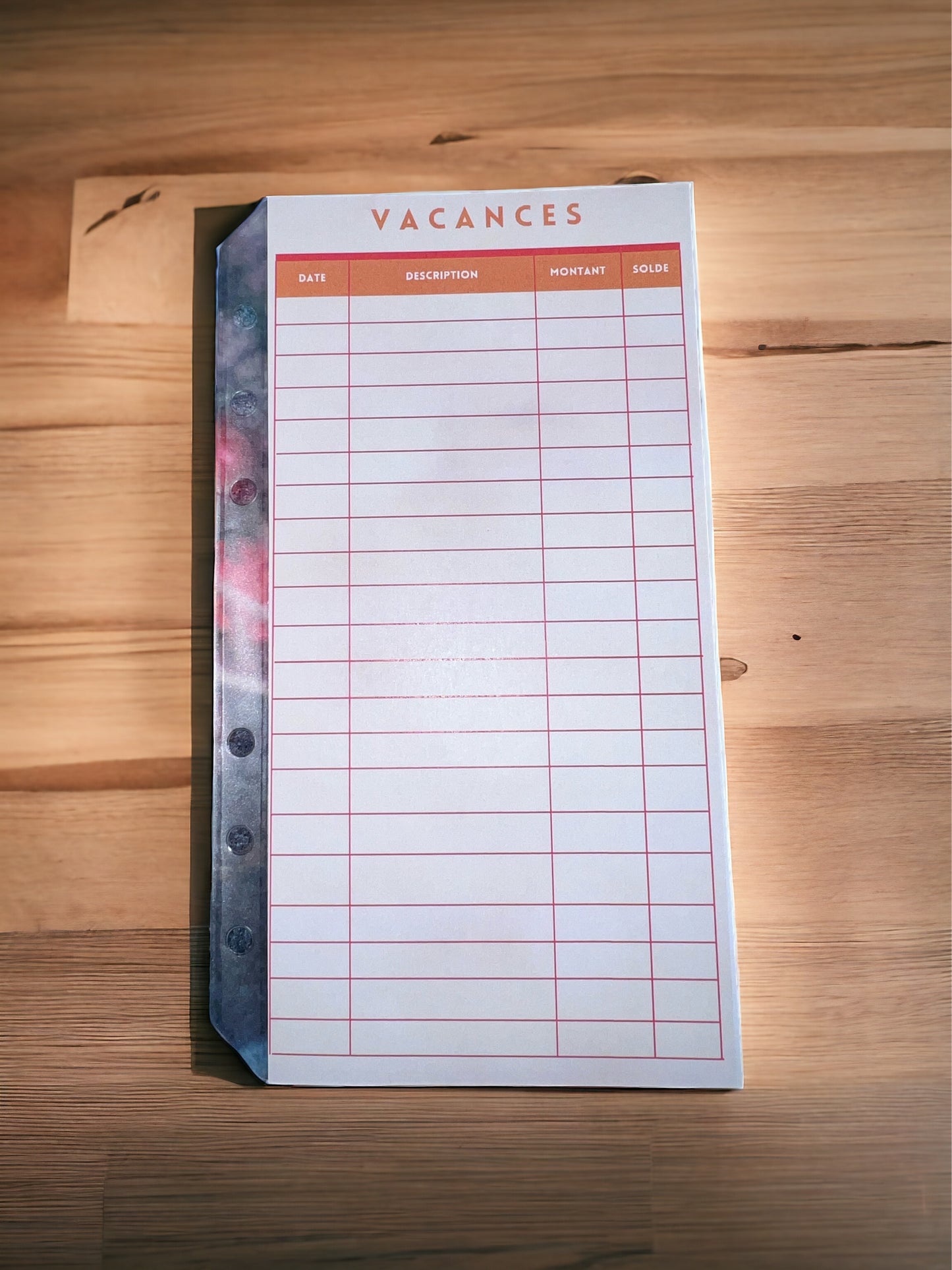 Fiche épargne budget vacances