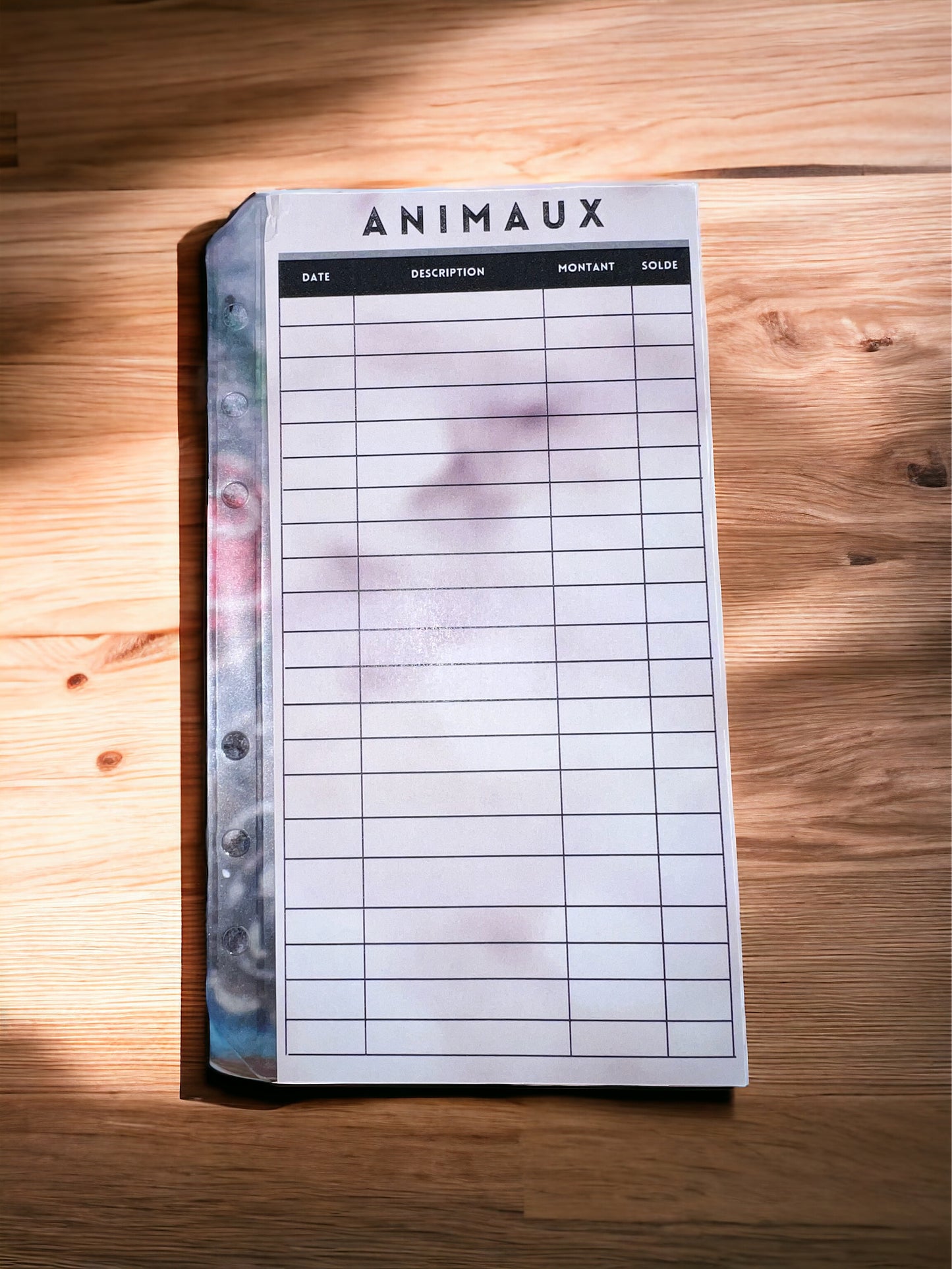 Fiche épargne budget animaux