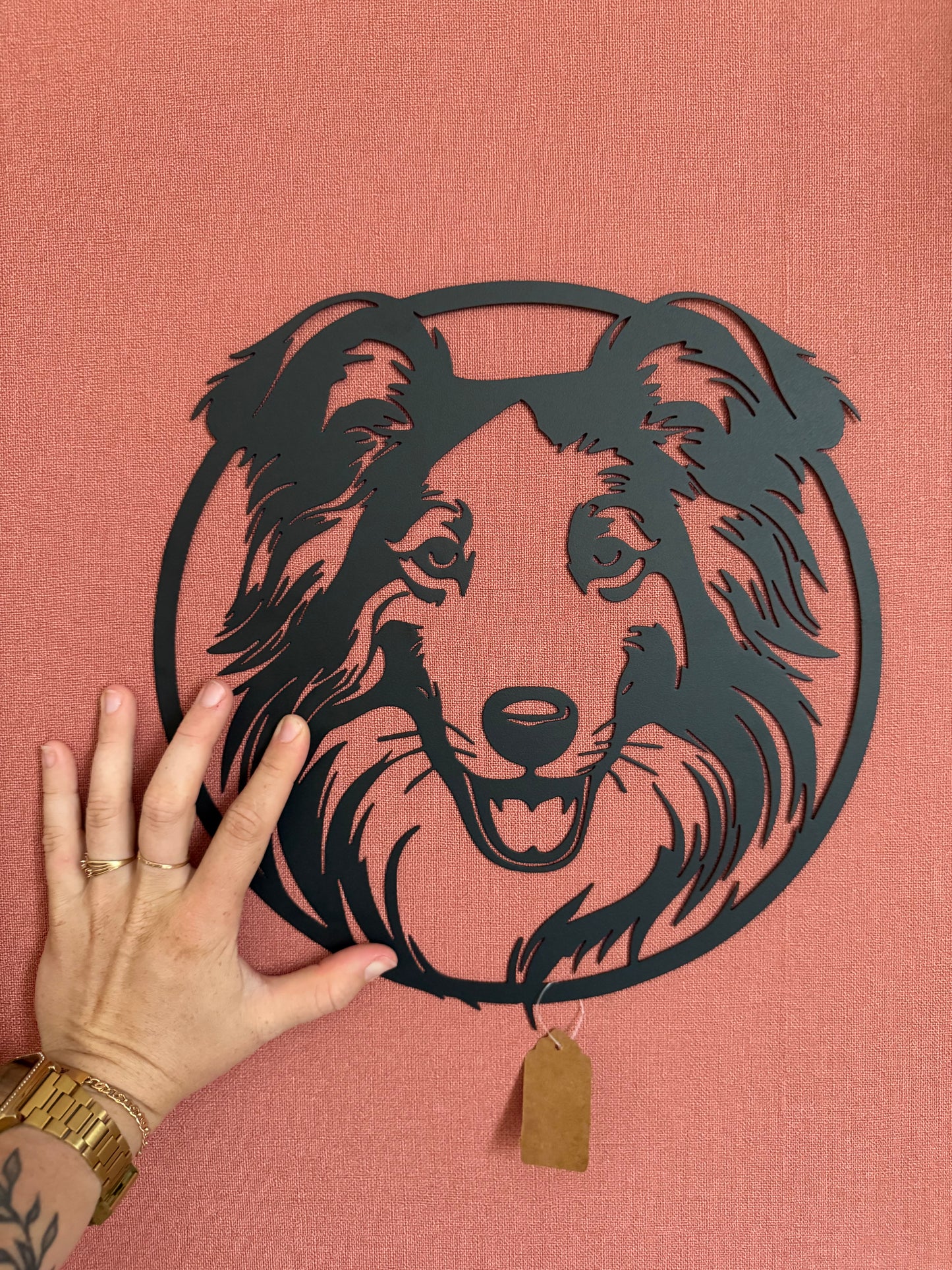 Décoration mural en métal chien border collie