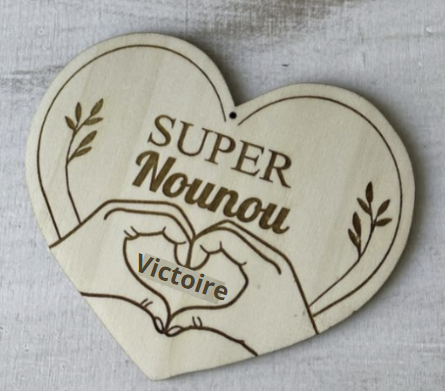 Aimant / magnet en bois message, nounou