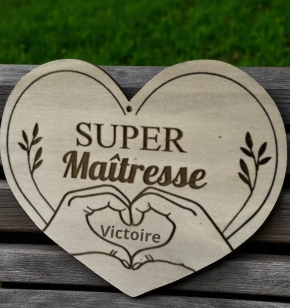 Aimant / magnet en bois message maitresse