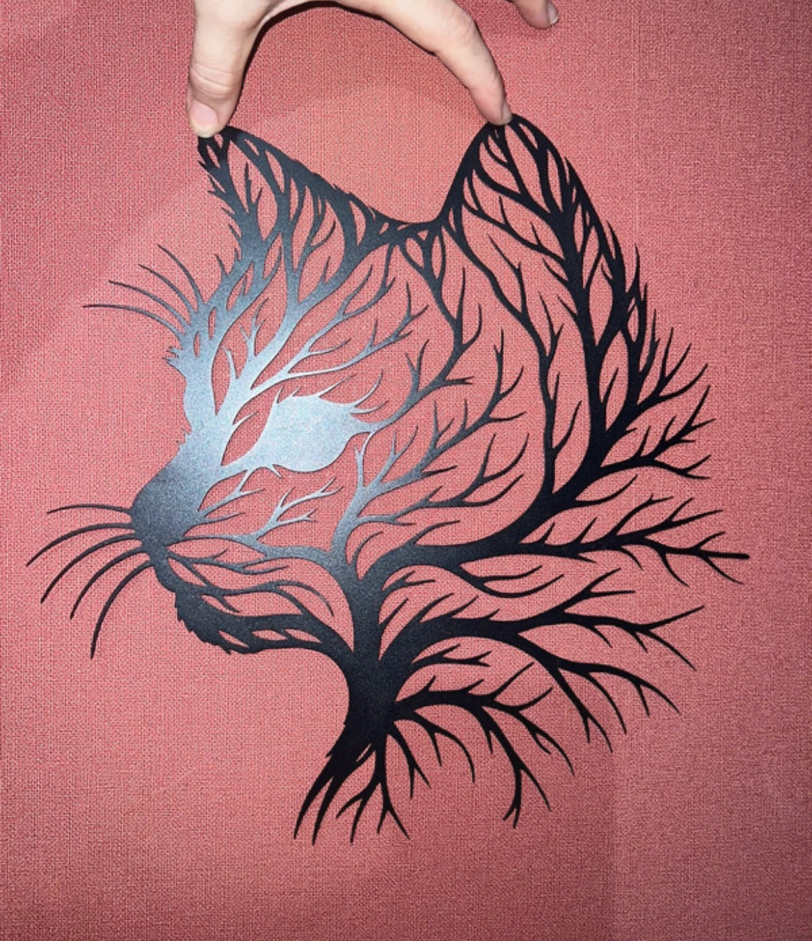 Décoration mural en métal chat arbre de vie