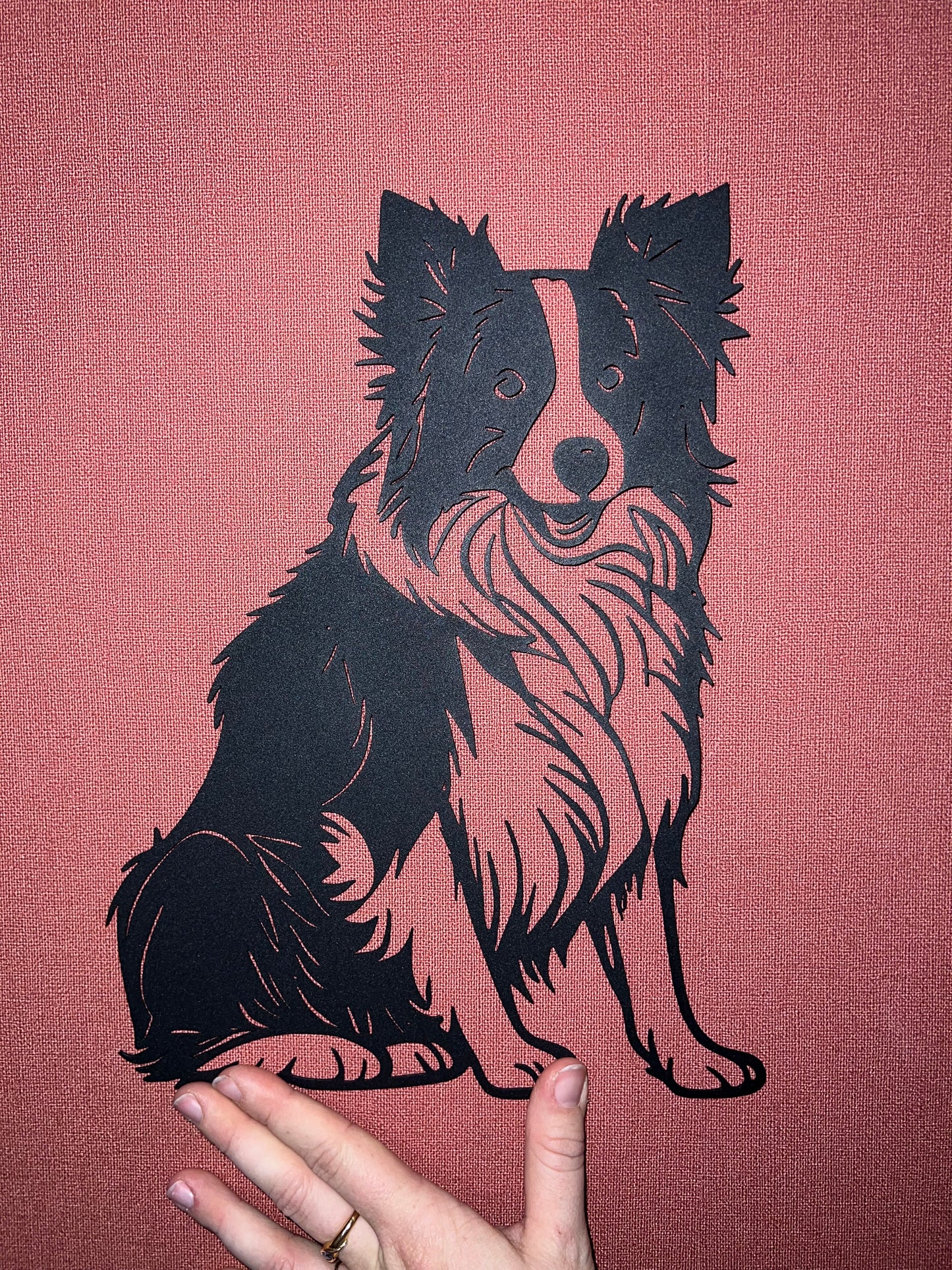 Décoration mural en métal chien border collie