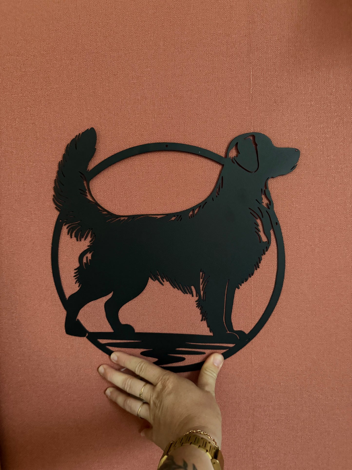 Décoration mural en métal chien golden retriever