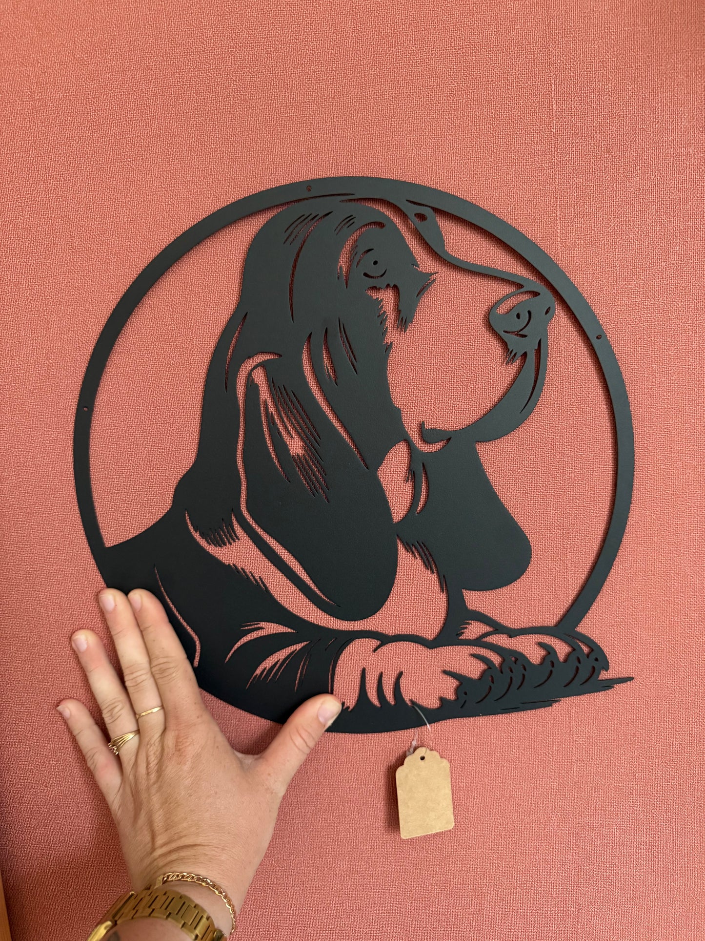 Décoration mural en métal chien basset