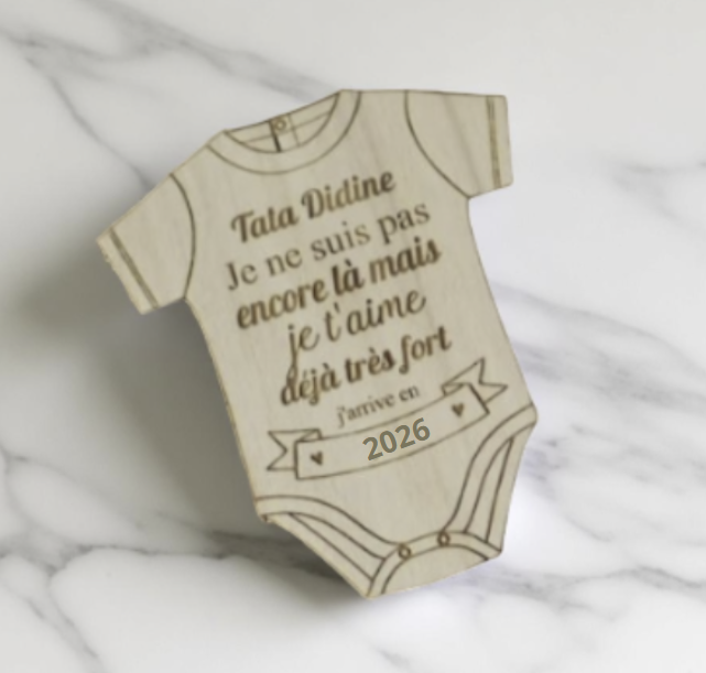 Aimant / magnet en bois annonce de grossesse