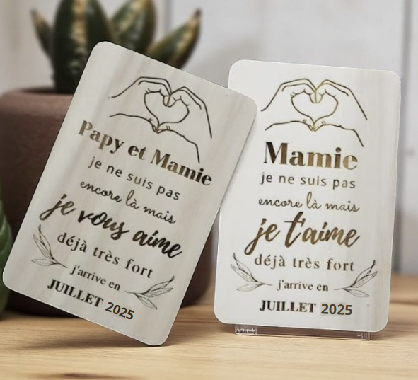 Cartes en bois annonce de grossesse