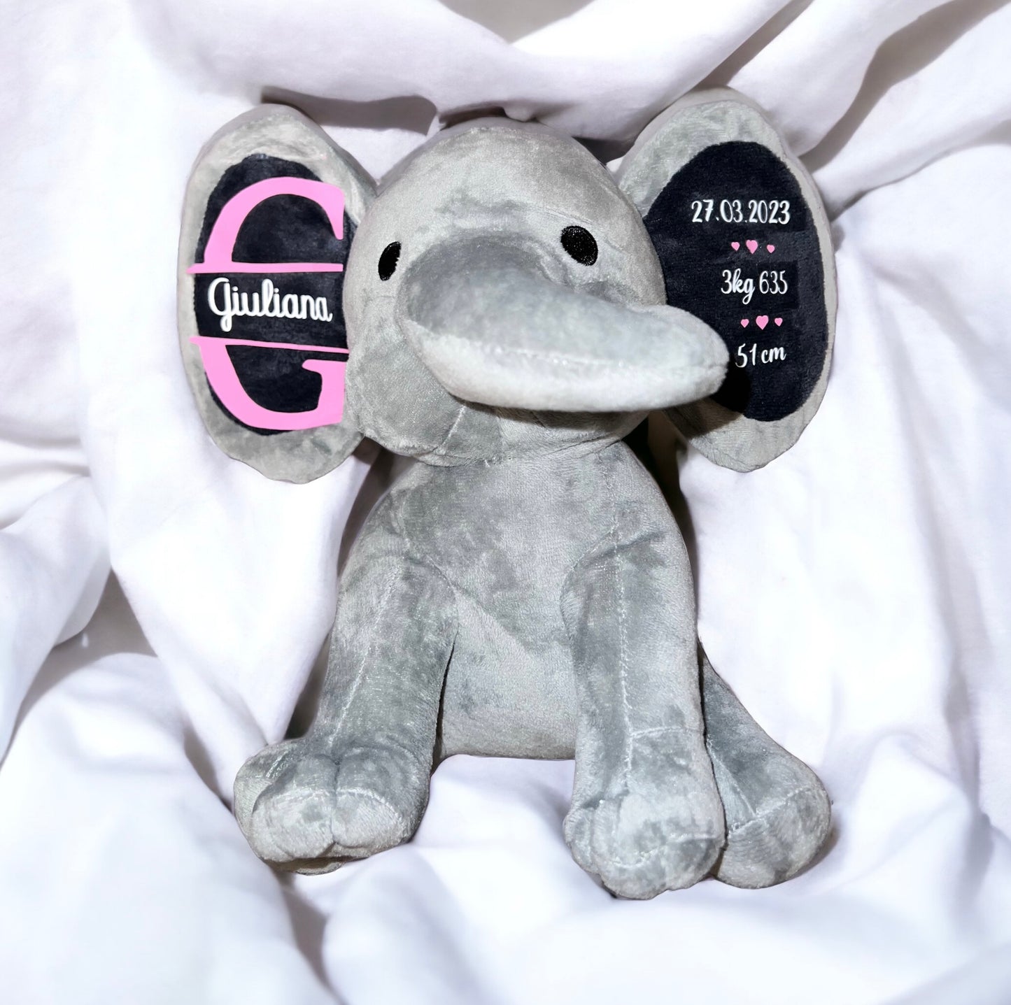 Eléphant personnalisé, peluche, doudou