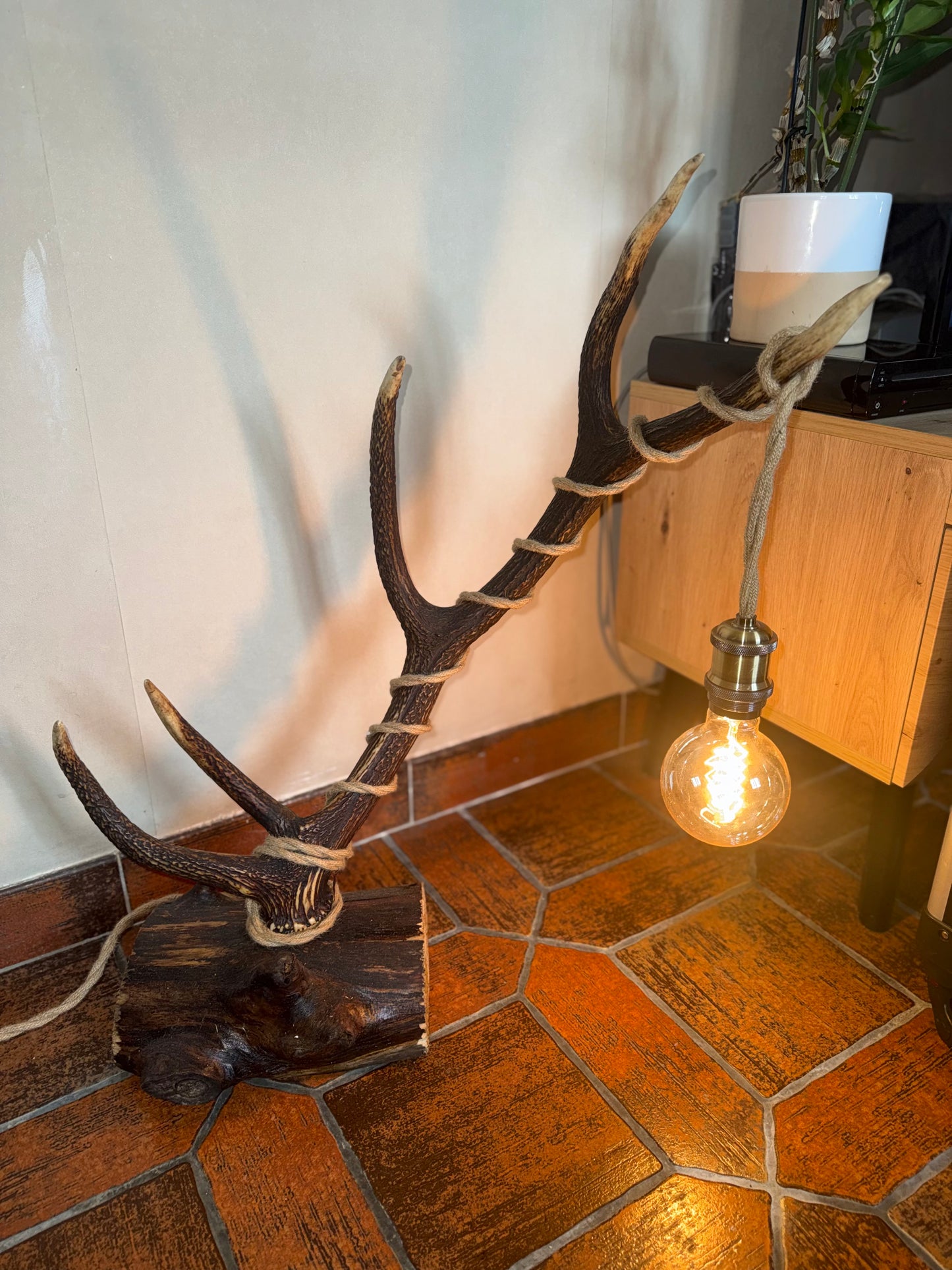 Lampe avec bois de cerf