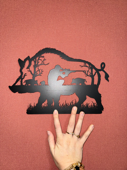 Décoration mural en métal sanglier