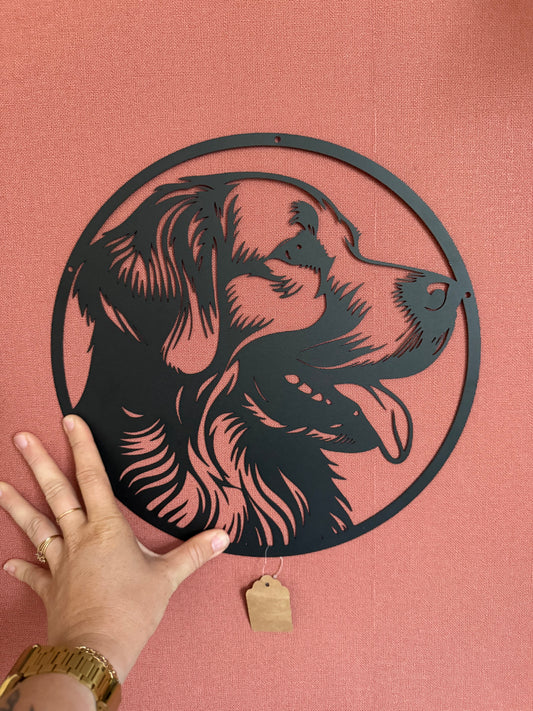Décoration mural en métal chien golden retriever
