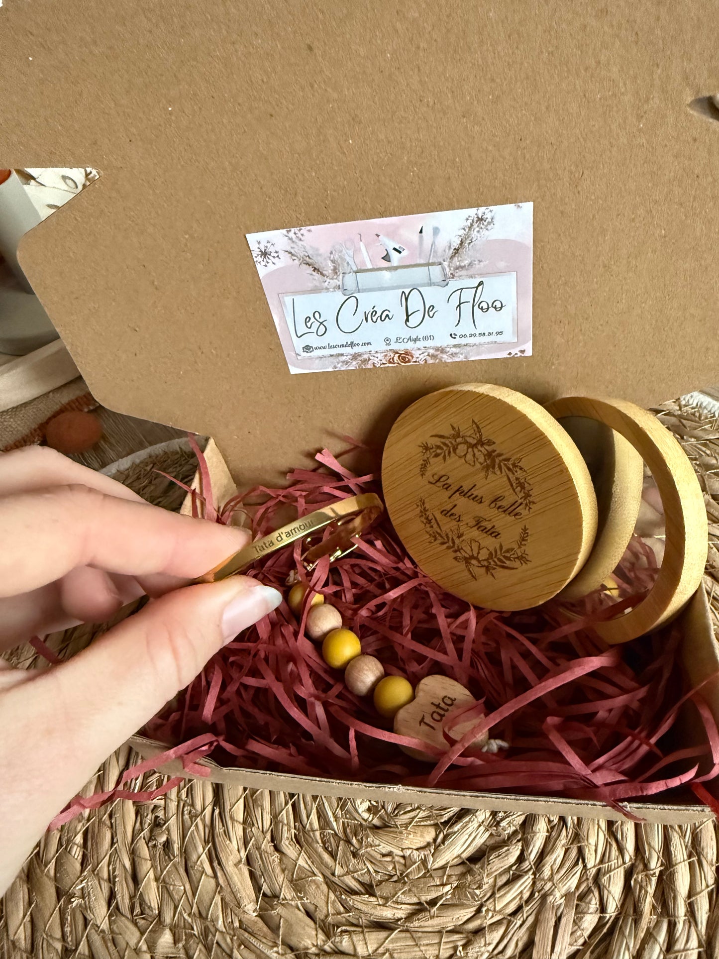 Coffret cadeau gravé sur bois, idée cadeau mamie, marraine, tata