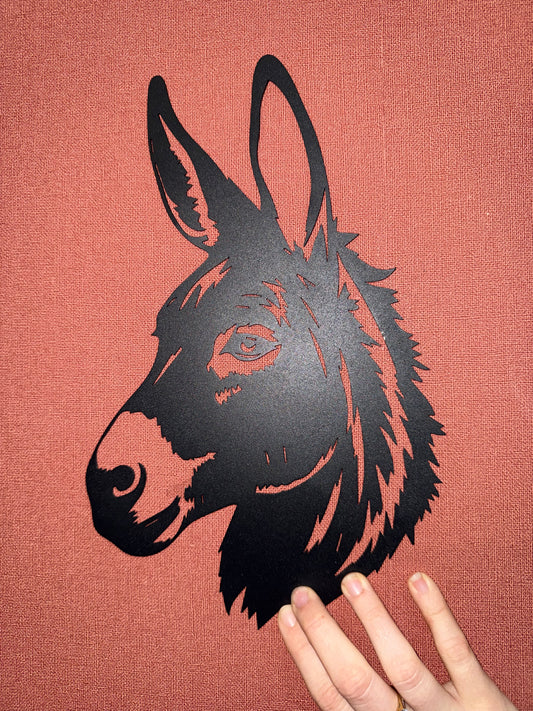 Décoration mural en métal cheval ane