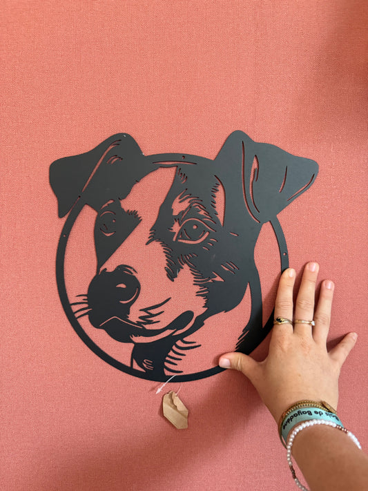 Décoration mural en métal chien jack russell