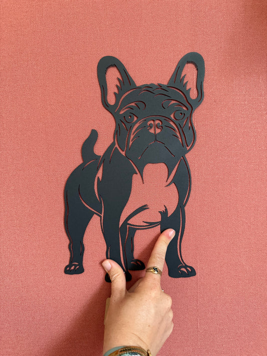 Décoration mural en métal chien bouledog