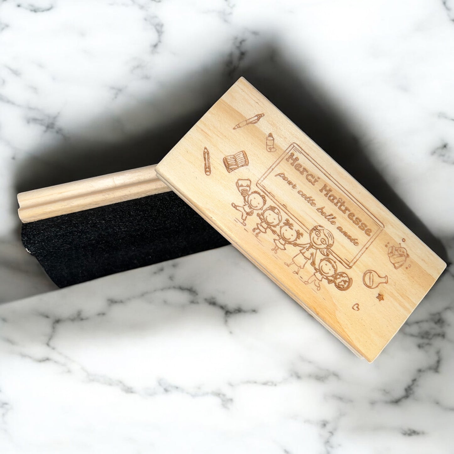 Effaceur tableau, Brosse à tableau personnalisée - Merci (Maîtresse, Maître, ATSEM)