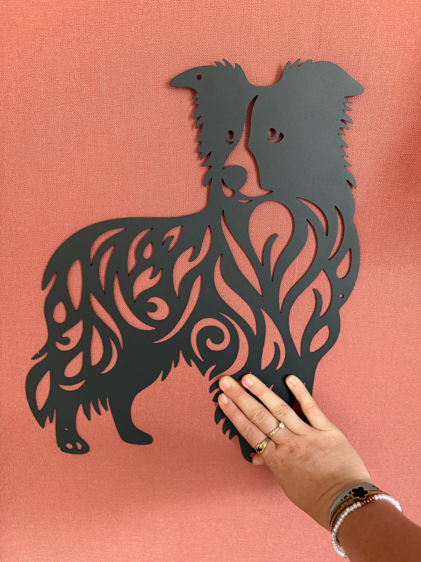Décoration mural en métal chien border collie