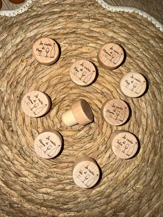 Bouchon de Bouteille de Vin Gravé / Amateur de vin / Cadeau personnalisé facile Mariage Anniversaire / Cadeau fêtes Papa Maman Papi Parrain Marraine