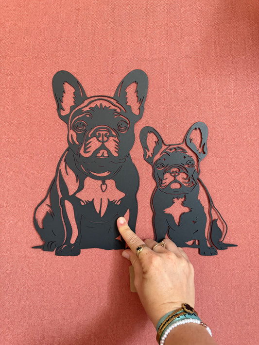 Décoration mural en métal chien bouledogue