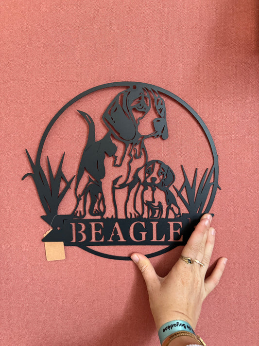 Décoration mural en métal chien beagle
