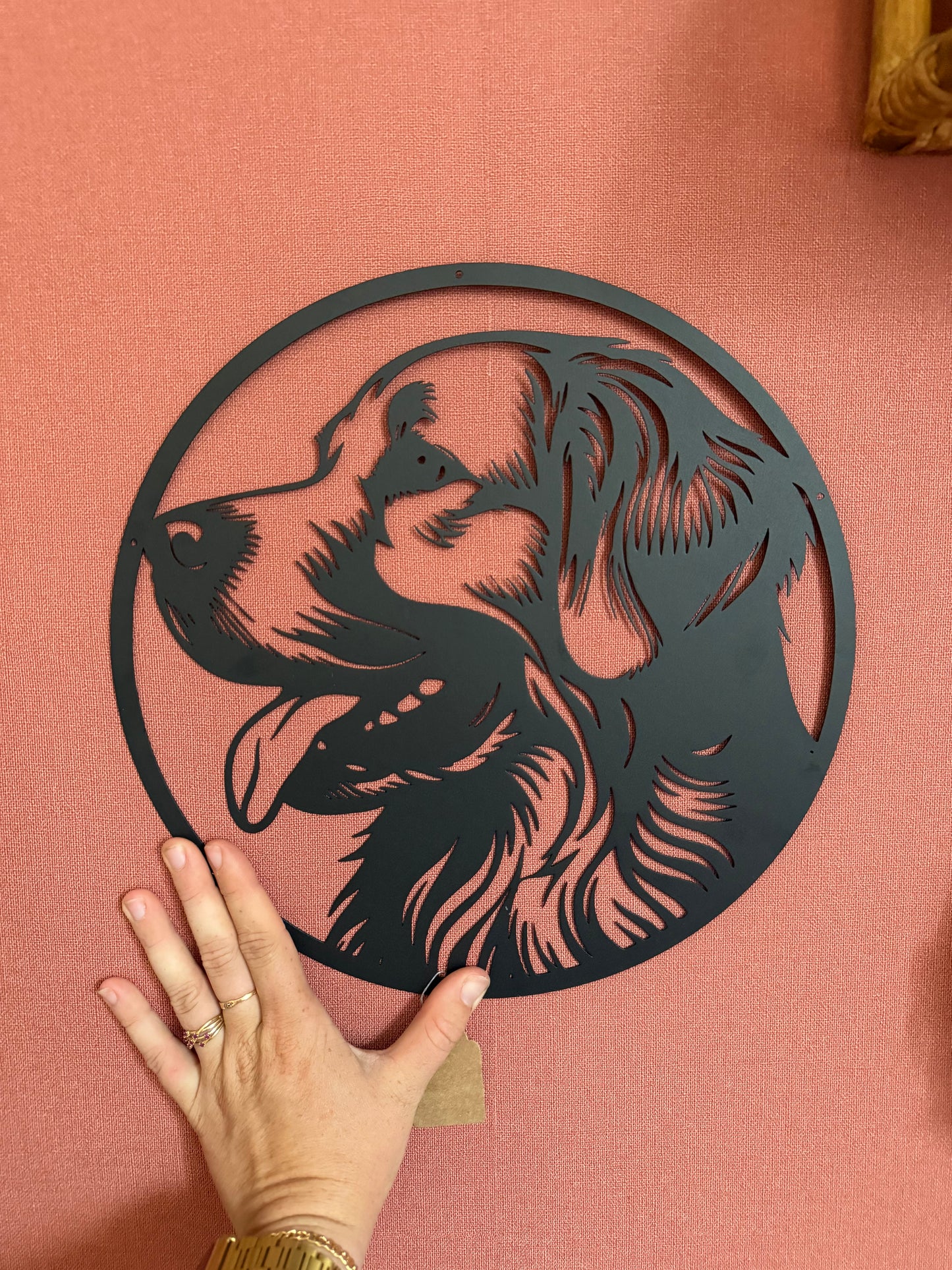 Décoration mural en métal chien golden retriever