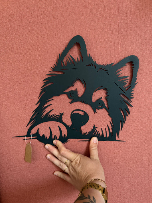 Décoration mural métal chien husky