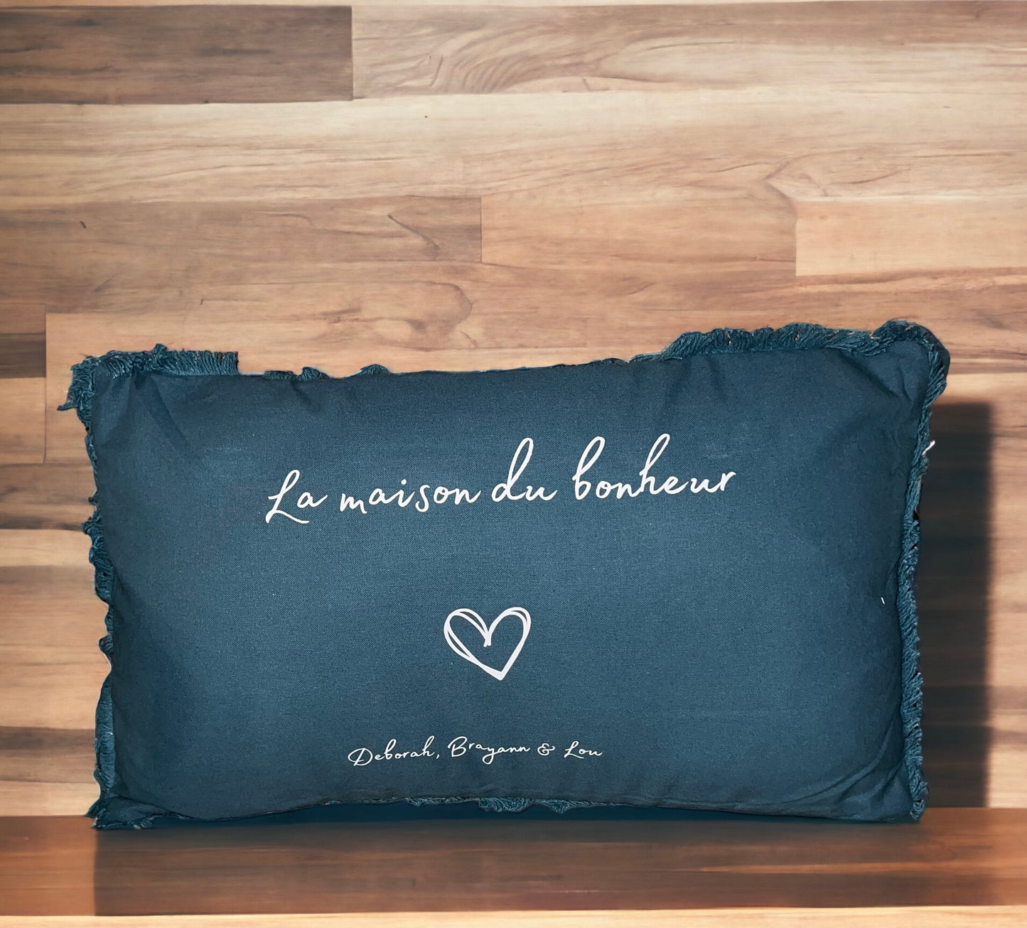 Coussin personnalisé bleu canard