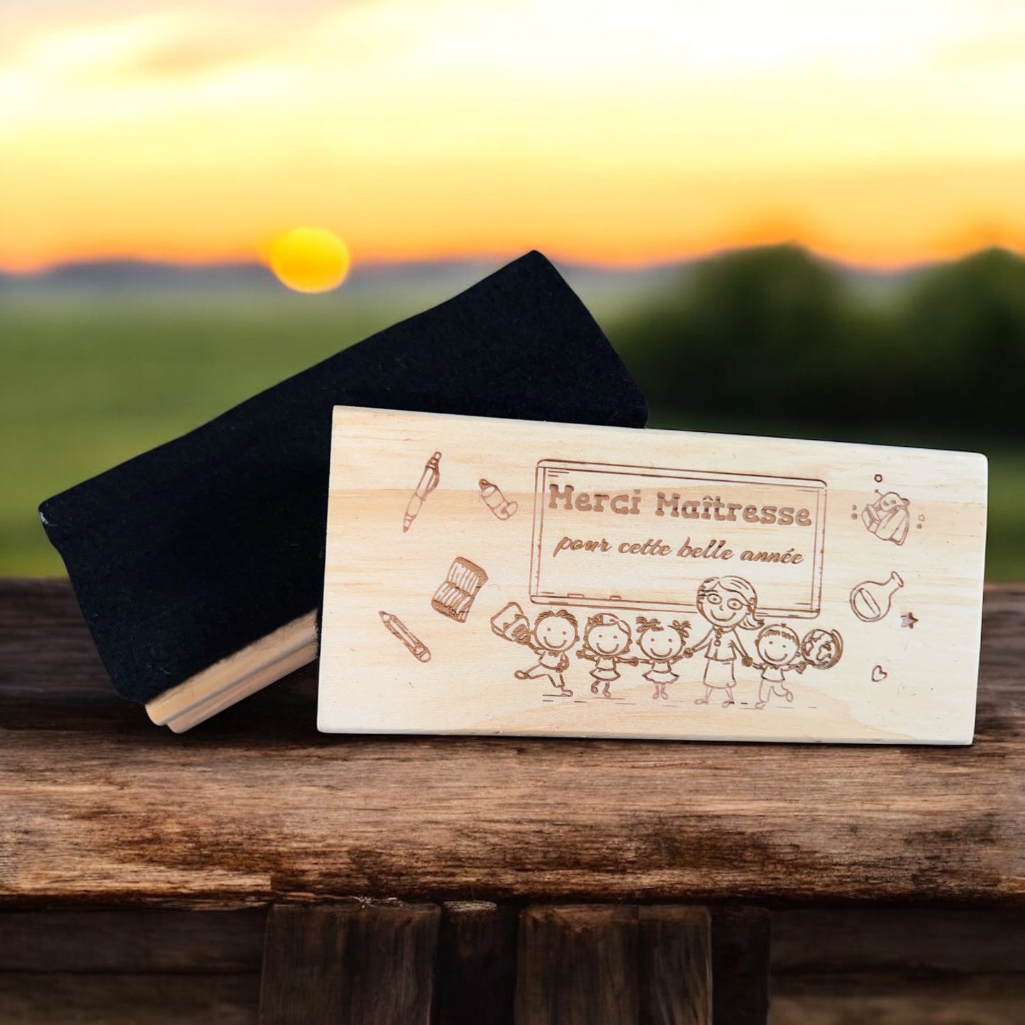 Effaceur tableau, Brosse à tableau personnalisée - Merci (Maîtresse, Maître, ATSEM)