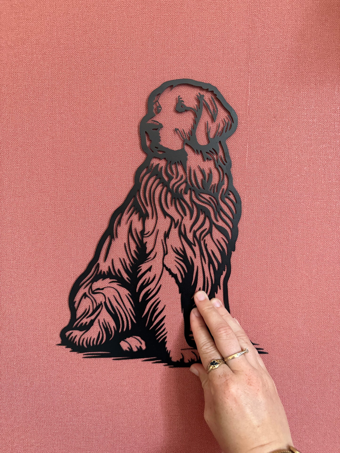 Décoration mural en métal chien golden retriever