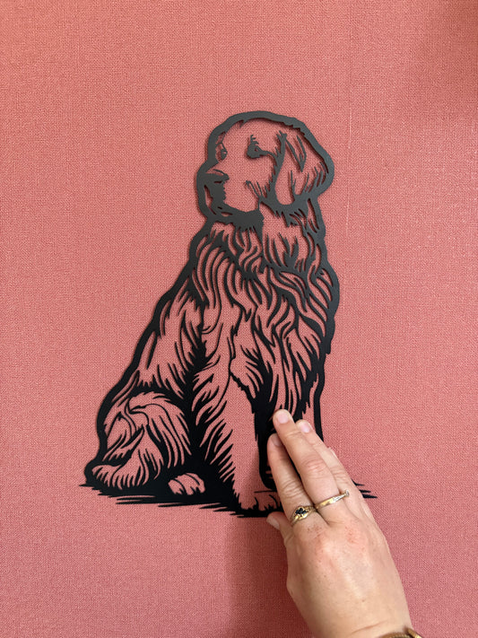 Décoration mural en métal chien golden retriever