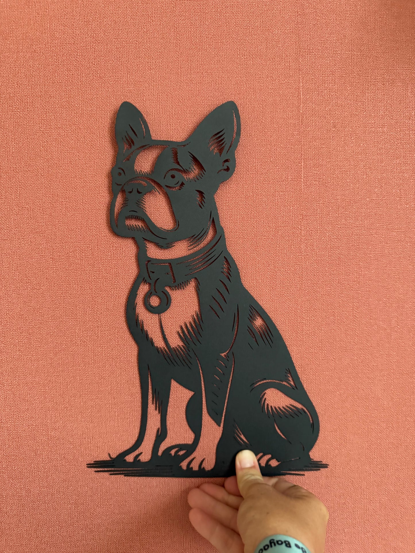 Décoration mural en métal chien bouledog