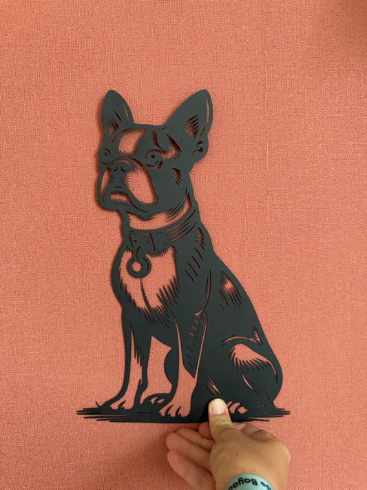 Décoration mural en métal chien bouledog