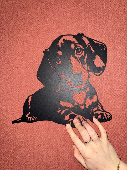 Décoration mural en métal chien teckel