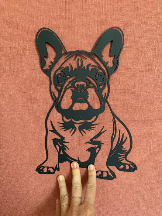 Décoration mural en métal chien bouledogue