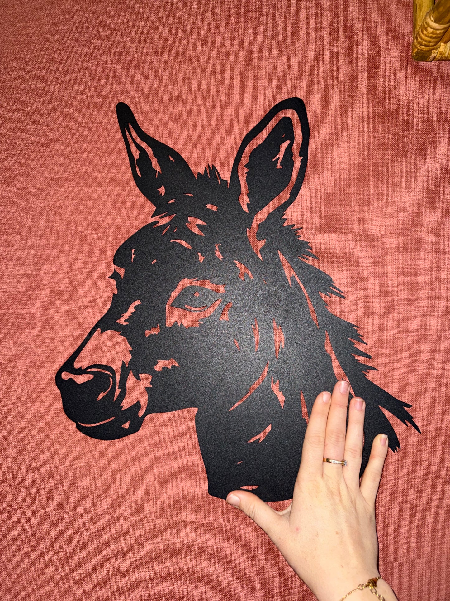 Décoration mural en métal cheval ane
