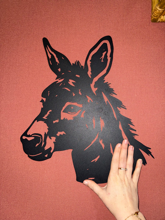 Décoration mural en métal cheval ane