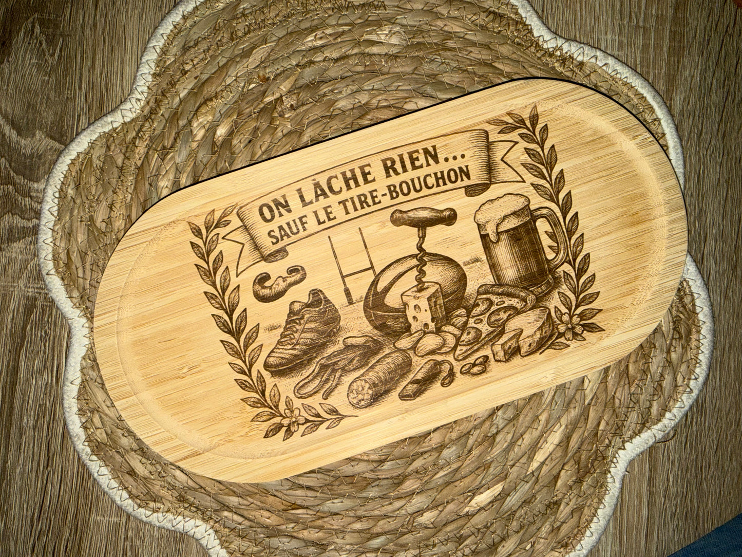 Planche apéro / planche à découper rugby gravée, idée cadeau papy, mamie, marraine, papa, mariage