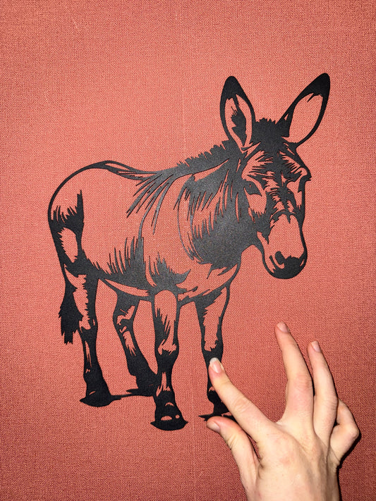 Décoration mural en métal cheval ane