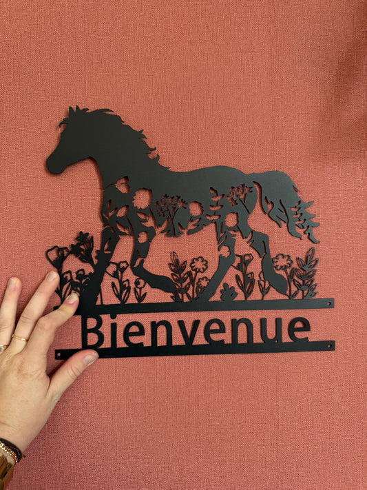 Décoration mural en métal cheval
