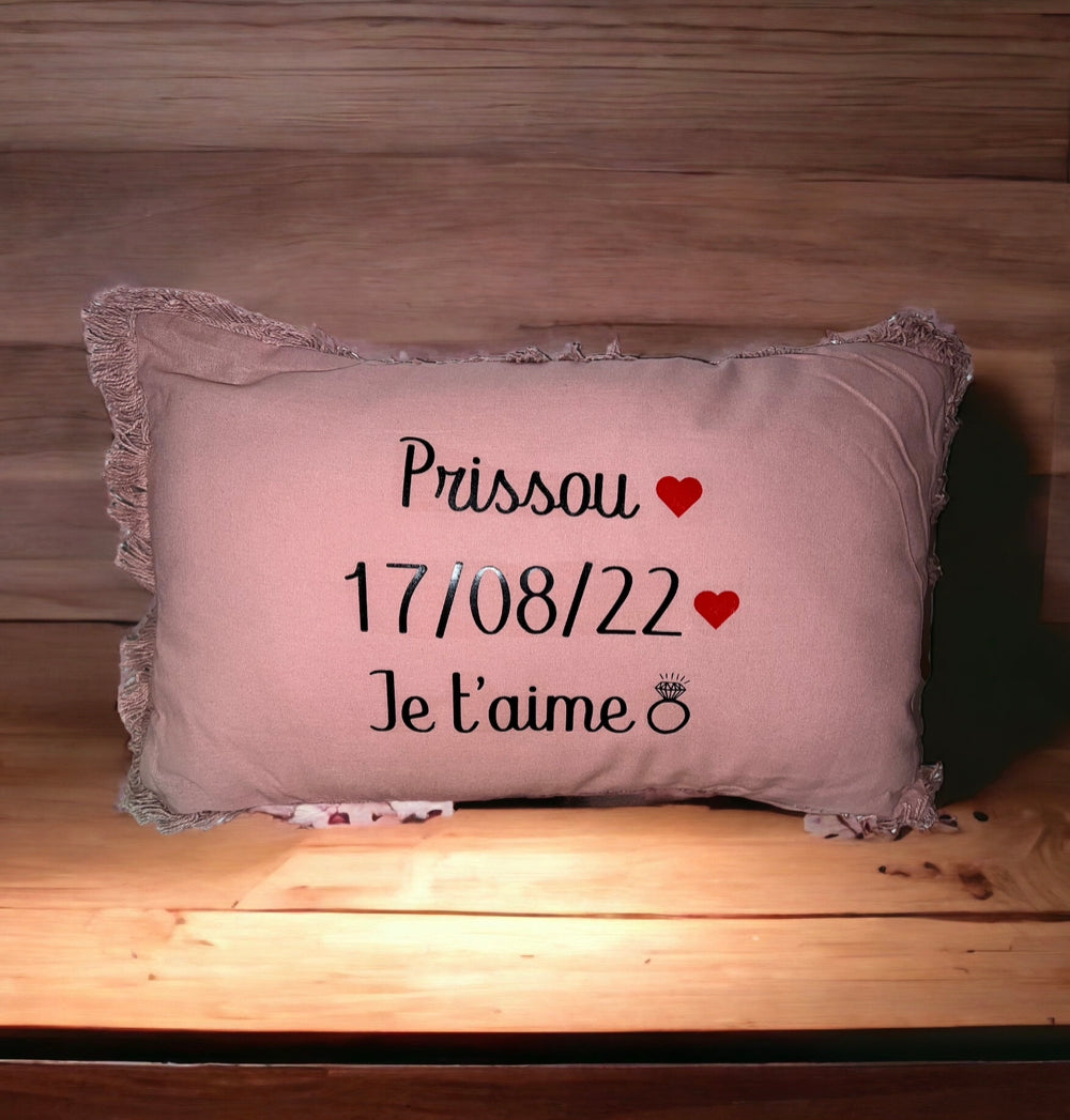 Coussin personnalisé rose